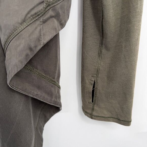 Lululemon Green Wrap Long Sleeve Open Front Draped Cardigan Top Size 8 - Picture 3 of 8